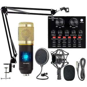 Professional Live Streaming Sound Card Set with Microphone and Audio Interface for Phone Computer KTV Karaoke