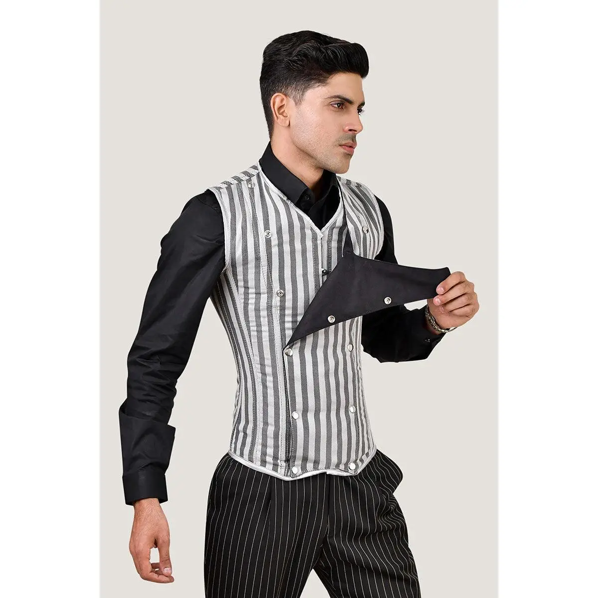 Brocade Men corset vest : Waist Training Corset