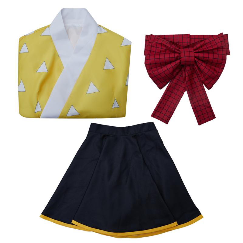 Demon Slayer Cosplay Costume  Agatsuma Zenitsu  Fanart Costume Women Japanese Kimono Outfit Costume