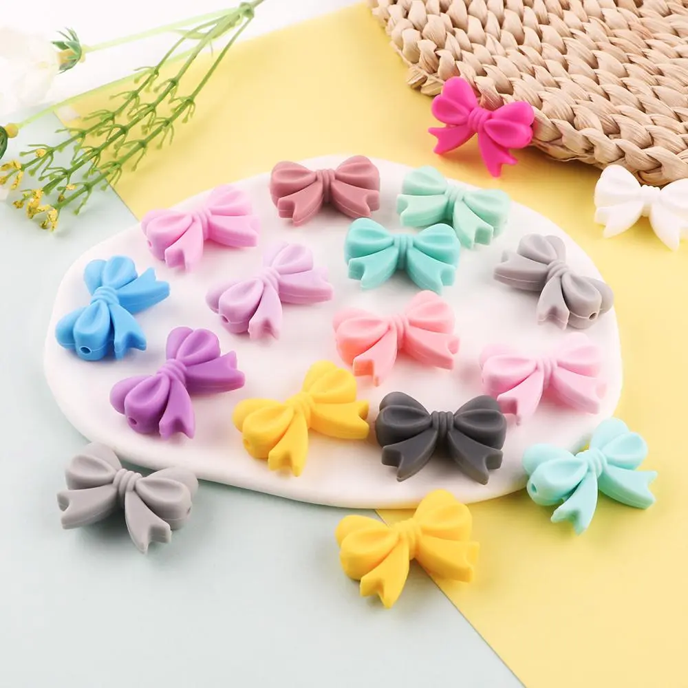 Bowknot Shaped Bead, 30pcs/set Silicone Bead, DIY Beads, DIY Jewelry Making Supplies for Keychain, Bag Pendant, Phone Chain, DIY Accessories