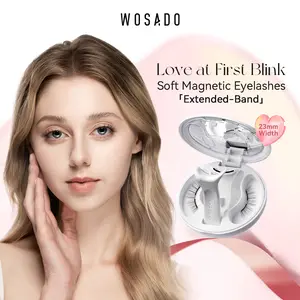 Wosado Soft Magnetic Extended-Band Eyelashes Set with All-in-One Applicator Kit, Reusable, No Glue, Waterproof Lashes, Makeup Lash Extensions Cosmetic