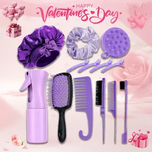 Goiple 13-Piece Hair Brush Set for Curly Hair Complete Detangling and Styling Kit with Edge Brush Scalp Massager and Spray Bottle for Daily Hair Care,valentine's day gifts for her/him