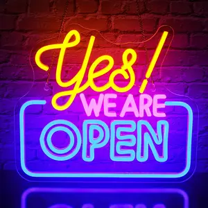 Yes We Are Open Neon Sign, USB Powered Personalized Letter Sign, Customizable LED Luminous Wall Mounted Neon Light, Decorative Light for Shops, Coffee Shops, Restaurants, Bars, Led Neon Lights, Led Neon Signs