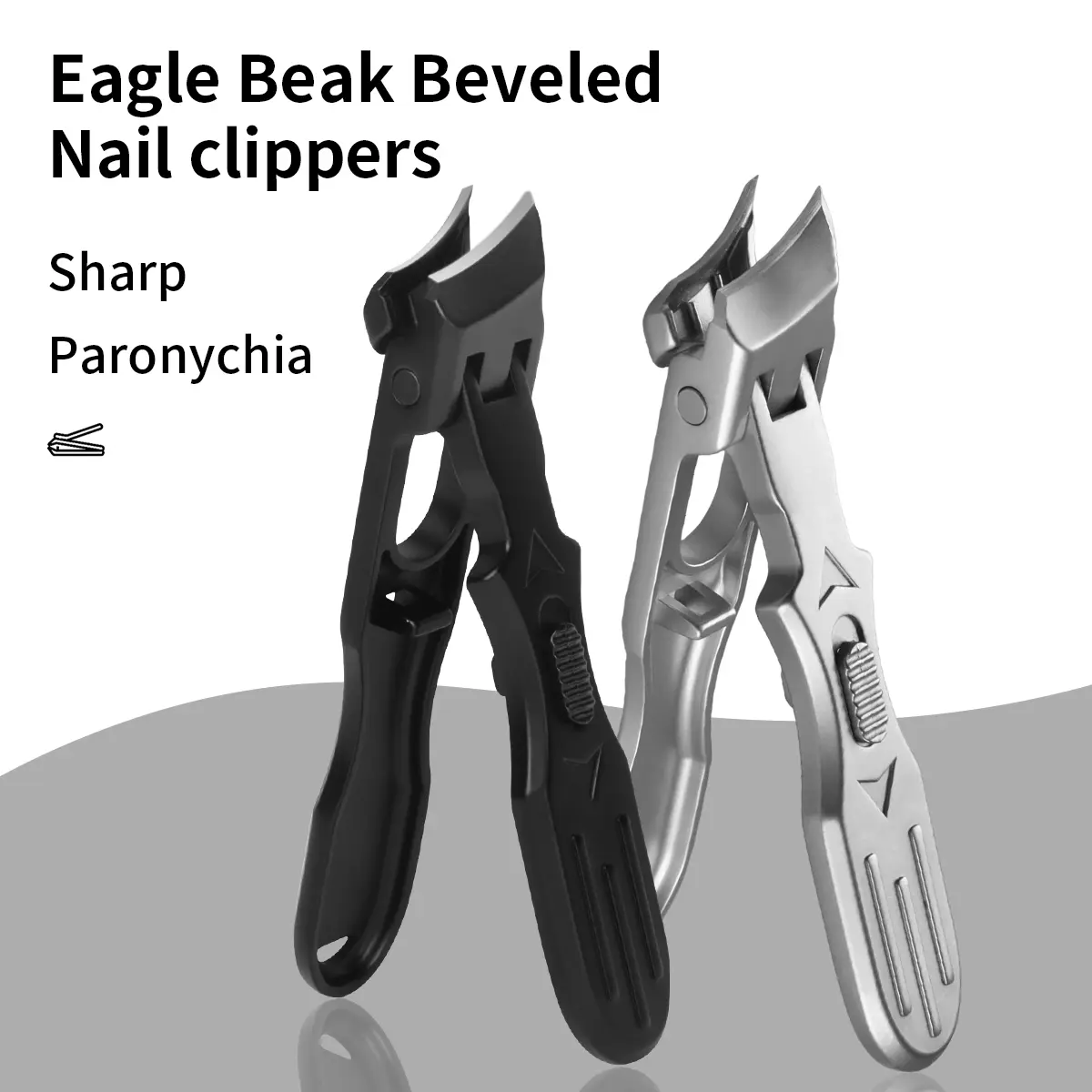 Stainless Steel Nail Clippers for Thick Nails, Long Handle Sharp Trimmers, Unisex Gift for Elderly, Includes Recessed Groove