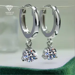 925 Sterling Silver 1 Carat White 5A CZ Earrings - Perfect Gift for Birthdays, Valentine's Day, Christmas, Halloween, Thanksgiving, New Year - Luxury & Multi-functional Women's Jewelry for Daily Wear, Vacations, Parties, and Weddings