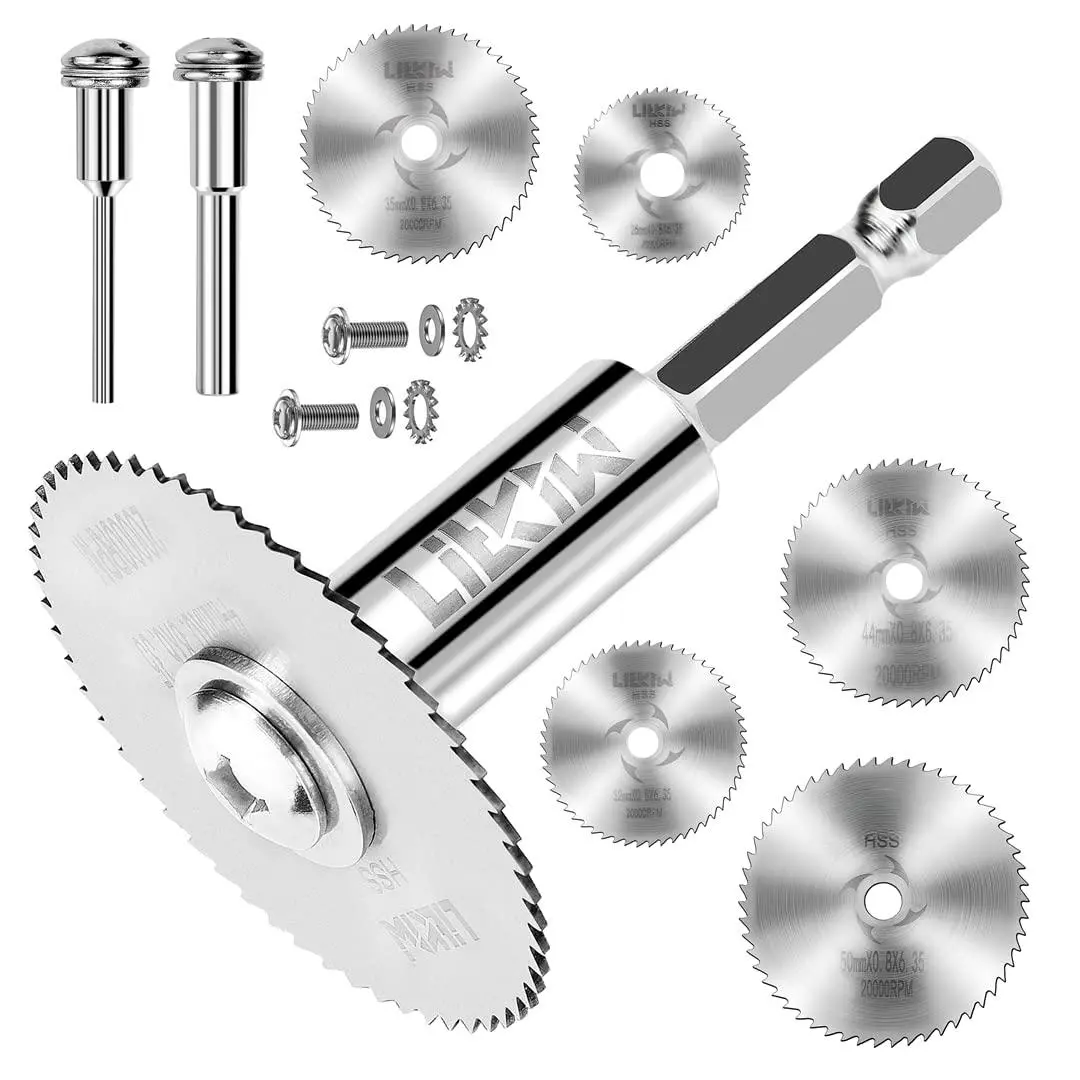 8PCS Rotary Drill Blades(with 1/4" Hex Shank 1/8" Round Shank) HSS Disc Wheel for Drills Tools