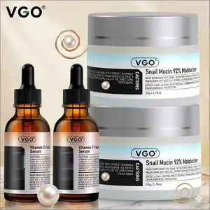 VGO Anti-Aging Vitamin C Serum & Snail Mucin 92% Firming Cream Set - Reduces Wrinkles Boosts Elasticity Enhances Natural Glow for All Skin Types Moisturizing - Moisture Hydrate Hydrating Moisturizer