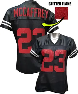 Custom Glitter Flake Women's McCaffrey Black mesh Jersey,