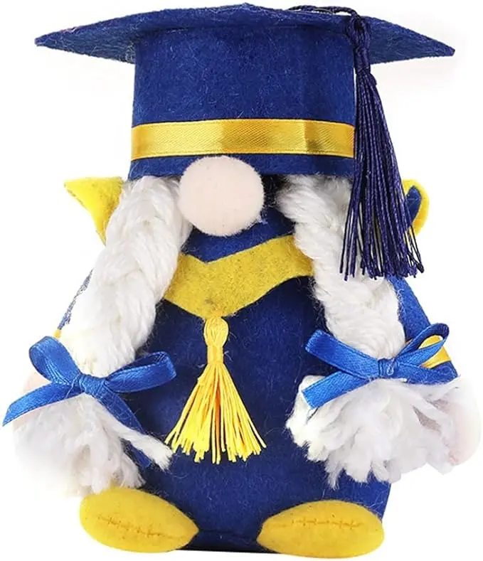 Gnomes Plush Dwarf Doll，Graduation Gnomes Plush Gift 2024 Handmade Swedish Miss Gnome with Braids Desktop Ornament for Graduation Party Decorations Graduation Ceremony