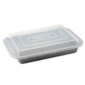 Farberware 9" x 13" Rectangular Cake Pan with Lid for Countertop & Party Use Kitchen Utensils Containers