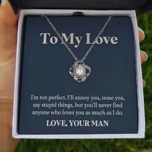 To My Love Wife Gift Necklace I'm Not Perfect Fashion Women Girl Love Knot Necklace For Birthday Gift