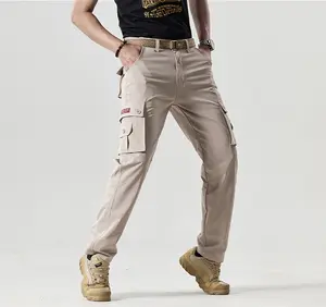 Men’s Solid Color Flight Work Pants Are Suitable for Casual Multi-Pocket Straight-Leg Pants. Fashionable Men’s Clothing – Suitable for Wearing in Autumn.