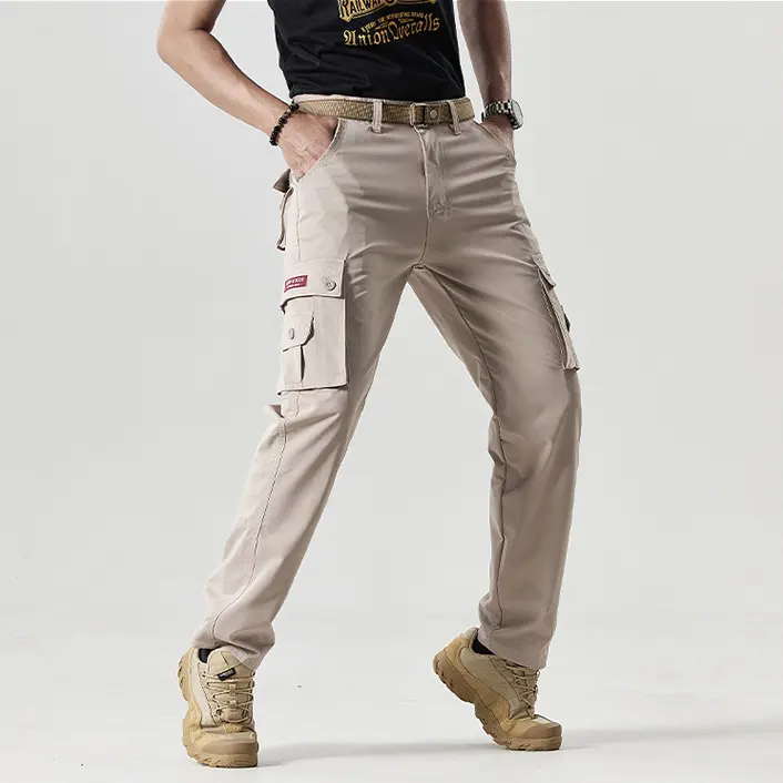 HOMUG Men’s Solid Color Flight Work Pants Are Suitable for Casual Multi-Pocket Straight-Leg Pants. Fashionable Men’s Clothing – Suitable for Wearing in Autumn.
