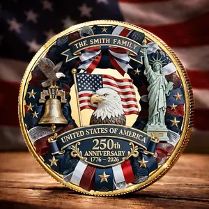 Personalized USA 250th Anniversary Coin 1776–2026 – Custom Family Name Patriotic Keepsake Gift