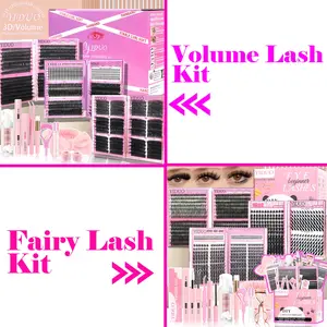 YIDUO 1214 Pcs Lash Clusters Kit, Cat Eye/Manga/Fairy/40D/60D/80D/ 100D/Bottom Lashes Clusters Kit WaterProof Lash Eyelash Extensions Set with Everything You Need for Beginners and Proficient, Soft comfortable Easy Apply Natural Lookfor Makeup Daily Life