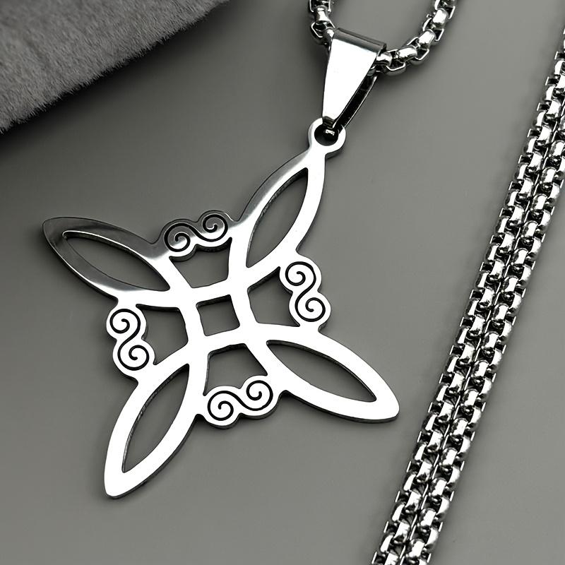 Witch Knot Celtic Pendant Necklace, 925 Sterling Silver Charm, Gothic Wiccan Pagan Protection Amulet, Vintage Blackened Silver Witchcraft Talisman, Hypoallergenic Jewelry for Women Men, Non-Silver Chain Included, Spiritual Ward Against Negativity