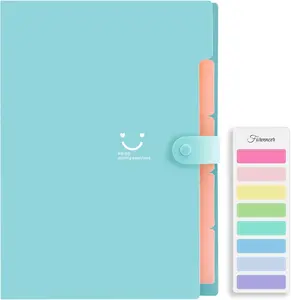 Accordion File Organizer, Letter Size, 5 Pocket Expanding File Folder, Cute File Folder with Labels, Portable File Organizer for School Office Supplies, Folders for Documents,4 color