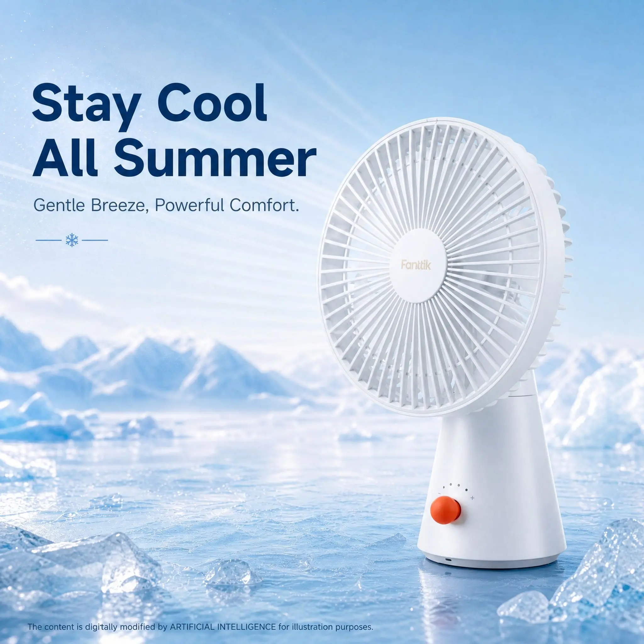 Fanttik CycleFlow 11 TurboPoly Table Top Cooling Fan - Cordless, Portable, Built-in Lithium Ion Batteries, Turbo Cooling for Households, Bedrooms, Offices