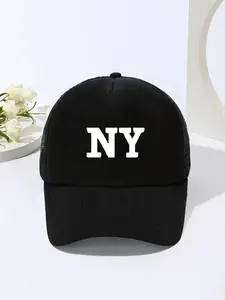 NY Letter Print Baseball Cap, Casual Breathable Mesh Baseball Cap for Men & Women, Outdoor Sun Protection Cap for Daily Wear, Mesh Hat, Quality Caps