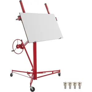 VEVOR Drywall Lift Sheetrock Lift 11FT, Drywall Rolling Lifter Panel, 150lb Weight Capacity Panel Hoist Jack Tool, Steel Material w/Telescopic Arm & 3 Lockable Wheels, 48x192 in Plasterboard Size