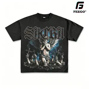 Men's Retro Angel Graphic Cotton T-shirt Casual Crewneck   vintage   Shirt