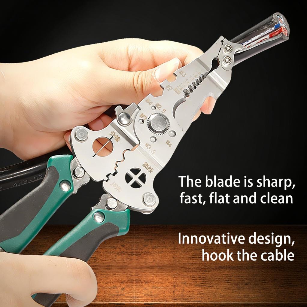 16-in-1 Professional Heavy Duty Wire Stripper with Voltage Tester & Hook Knife, Foldable Multi-Tool Perfect for Electricians, Industrial Work & Home DIY Repairs