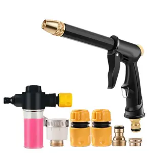 Explorinox Garden Hose Nozzle with Foam Cannon, Quick Connectors, Heavy Duty Car Wash Nozzle, High Pressure Hose Nozzle for Washing Car Watering Plants Cleaning Yard