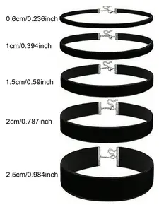 5 Pcs Punk Style Choker Necklaces for Women, Velvet Lockbone Chain Set, Perfect for Christmas, Valentine's Day, Birthday, Party, Daily Wear