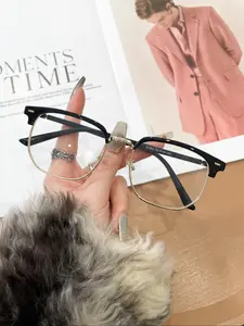 Fashion Metal Half Frame Business Style Rectangular Glasses for Men & Women, All-Season Wearable Eyewear, Daily Use Accessories