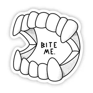 Bite Me Vampire Teeth Sticker - Vampire Teeth Design with Glowing Effect for Unique Stickers
