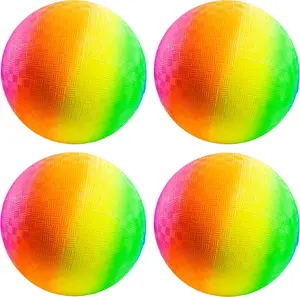 Rainbow Playground Balls  8.5Inch - Rubber Bouncy Inflatable Balls for Kids and Adults Indoor and Outdoor Games Kickball Dodgeball Four Square Dodge Ball Handball