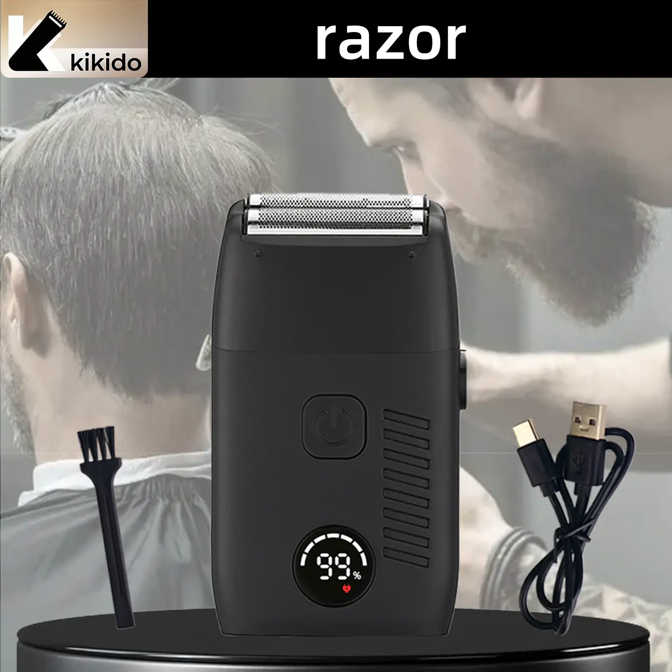 Men's Digital LCD Display Mini Reciprocating Electric Shaver - Floating, Washable, Type-C Rechargeable Travel Pocket Razor, Holiday Gift for Men