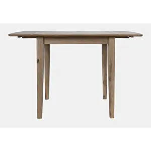 Coastal Wire-Brushed Acacia Wood Drop-Leaf Foldable Dining Table - Space Saving Furniture, Distressed Finish, Sturdy Build for Dining Room, Open Kitchen Casual Meals