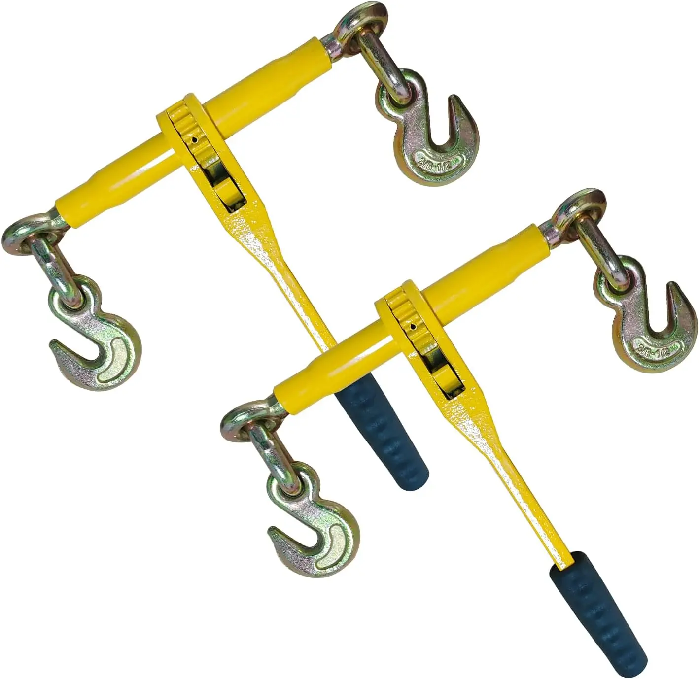Ratchet Chain Binders - Heavy Duty 3/8" -1/2" Load Binders with Grab Hooks,9200 lbs Working Load Limit,2-Pack,for Grade 70 Transport Chains,Ideal for Towing,Hauling, and Flatbed