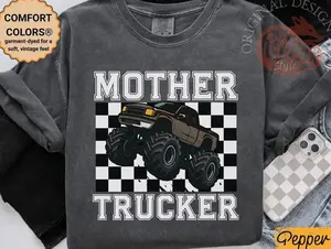 Mother Trucker Shirt, Funny Monster Truck Mom Tee, Comfort Colors Pepper Shirt, Off-Road Racing Graphic Tee, Humor Gift for Truck Lovers