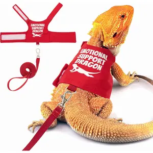 Bearded Dragon Harness and Leash Set - Escape Proof Adjustable Lizard Reptiles Harness with 5 ft Short Leash for Walking Outdoor