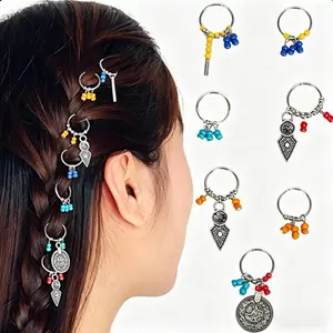 21 count  Boho  Tribal Hair Braid Rings Set -  Style Metal Hair Charms, Women's Dreadlocks Braids Hairstyle Decorations Accessories