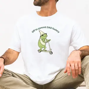 New Dad Frog Comfort Colors Shirt, Off to Commit Dad Foolery TShirt, Funny Frog Scooter Gift For First Time Dad, Dada Pregnancy Reveal Shirt