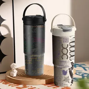 PIKPAKA Chemistry Printed Design Vacuum Flasks 700ml Ceramic Lined Tumbler, Stainless Steel Tumbler with Tea Infuser & Hidden Straw, Vacuum Insulated Travel Mug with Handle, Long Cold Retention Water Bottle, Holiday Gift