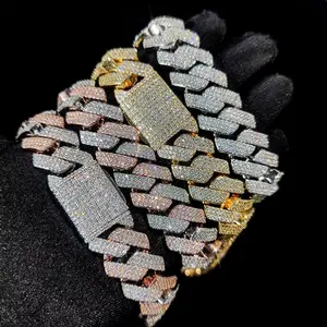 Hip Hop Jewelry 14mm Thick Cuban Link Chain Crystal Miami Gold Silver Two Color Iced Out CZ Cuban Chain Necklace
