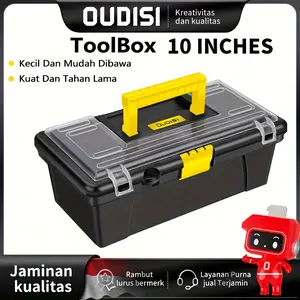 Otis Hardware Tool Set, 10inch Sturdy Plastic Combination Case, Electrician and Carpenter Drill Storage Container, Vehicle Repair Tool Box with Top Section - Perfect for Car Repair, Electrical Work, and Home Use