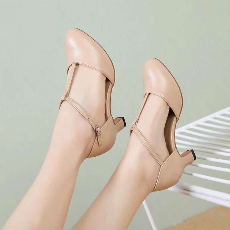 Women's Latin Ballroom Dance Heels |   Lightweight T-Strap Synthetic Faux Leather |   Cushioned Insole & Durable Faux Leather Sole |   All-Season Comfort for Weddings, Parties, Performances