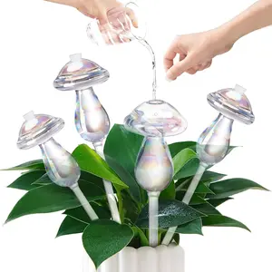 Watering Globes 4 Pack, Self Watering Planter Insert, Mushroom Self Watering Globes for Indoor & Outdoor , Top-Fill Watering, Watering Bulbs Made from Hand-Blown Durable Glass