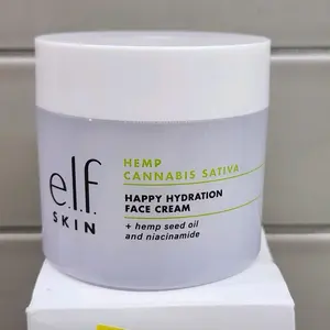 Elf. Skin Hemp Cannabis Sativa Happy Hydration Face Cream with Hemp Seed Oil & Niacinamide - Moisturizing Formula for Skincare Comfort and Hydration