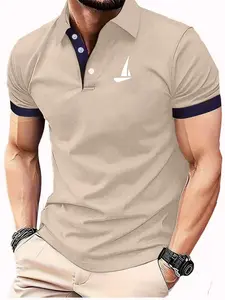 Men's Summer Casual Short Sleeve Printed Polo Shirt, Golf Style, Workwear/daily/water Polo, Classic Gift for Husband/father, Menswear