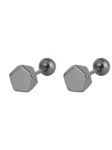 Hexagonal Screw Back Earrings, Minimalist Unisex Jewelry, High-End Design, Simple and Unique Ear Studs, Fashionable Accessories