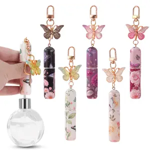 Butterfly Perfume Keychain Set, Cosmetic Makeup Refillable Travel Bottles 5ML Capacity, Leak-Proof Portable Scent Dispenser, Pack of 5, Aesthetic