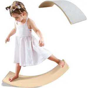 Gentle Monster Wobble Balance Board, Wooden Montessori Toy Rocker Board Natural Wood Kids Toddler Open Ended Learning Toy Yoga Curvy Board for Adult Office Classroom Christmas Gifts