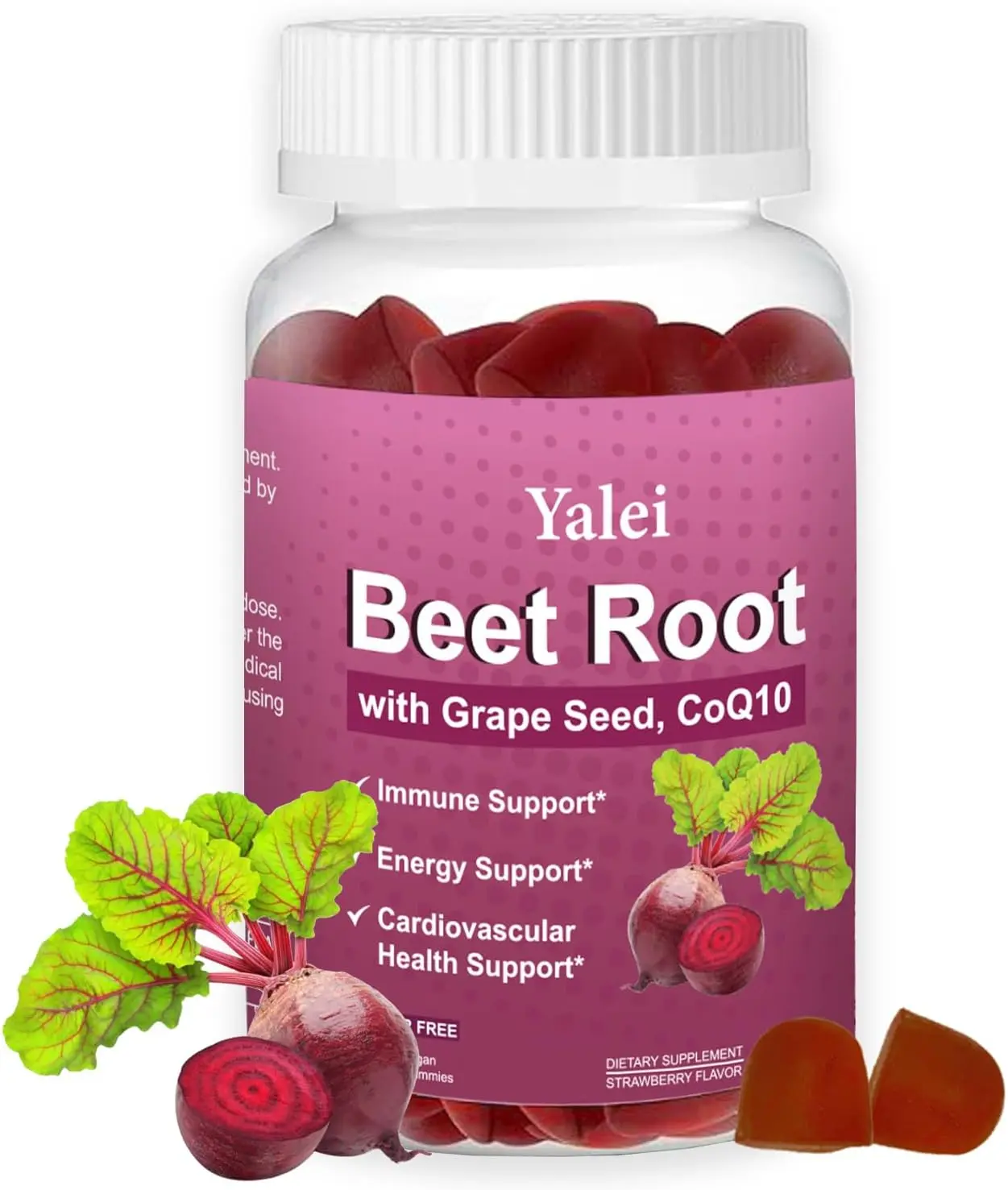 Beet Root Gummies for Blood Pressure | Sugar-Free | Strawberry Flavor