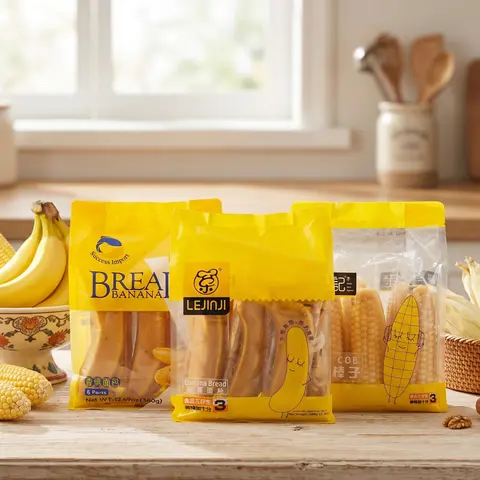 Peel-Off Banana & Corn Bread Snacks - 13.4 oz Each Ambient Pack, Low Sodium, Non-Dry Sweet Bread, Baked Crisps & Puffs, Convenient Portions, Contains Corn & Wheat, Quick Indulgence Snack